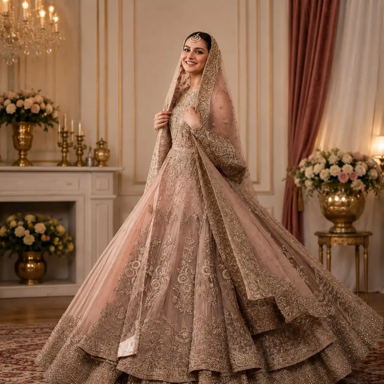 rose gold walima dress Maxi Rose Gold Walima Dress